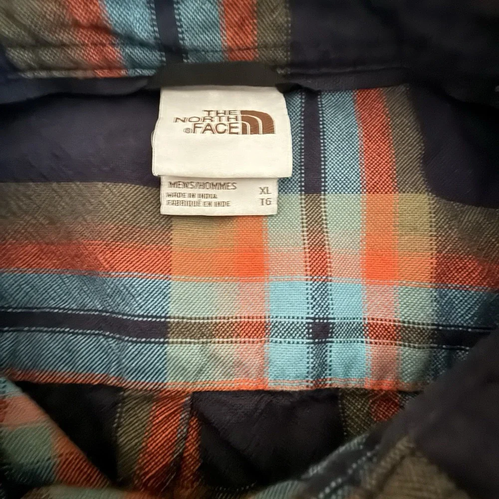 The North Face Arroyo Flannel Shirt Mens XL Blue Plaid Button Up Cotton